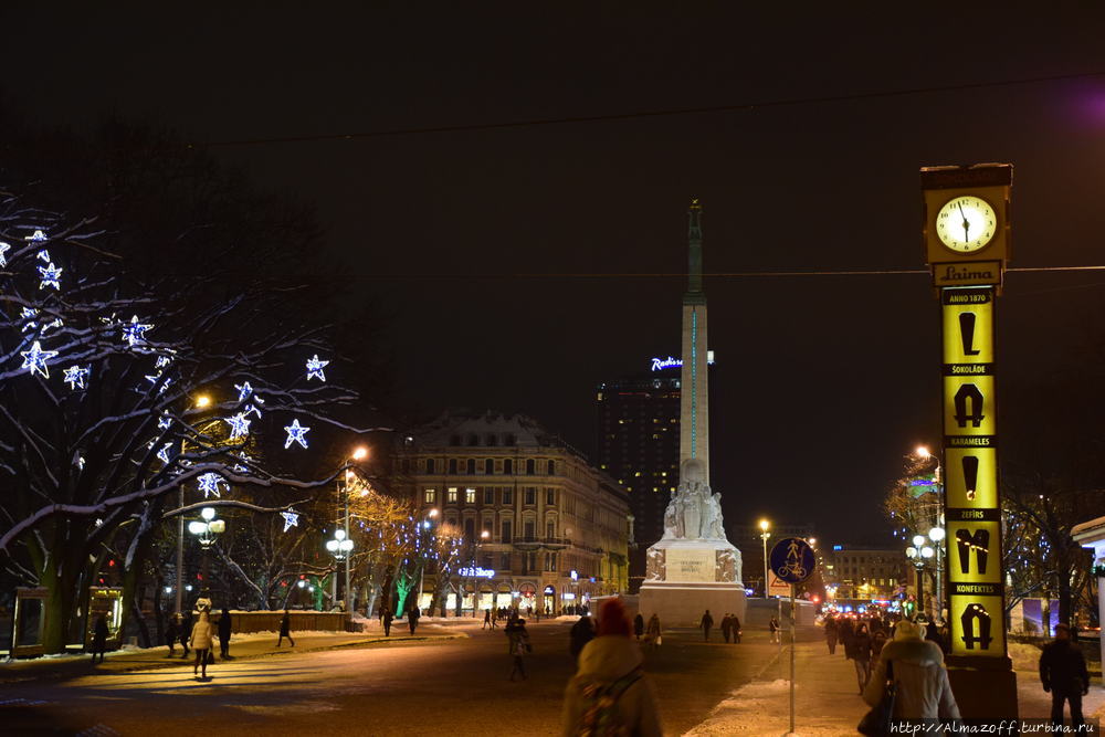 Ночная Рига зимой Рига, Латвия