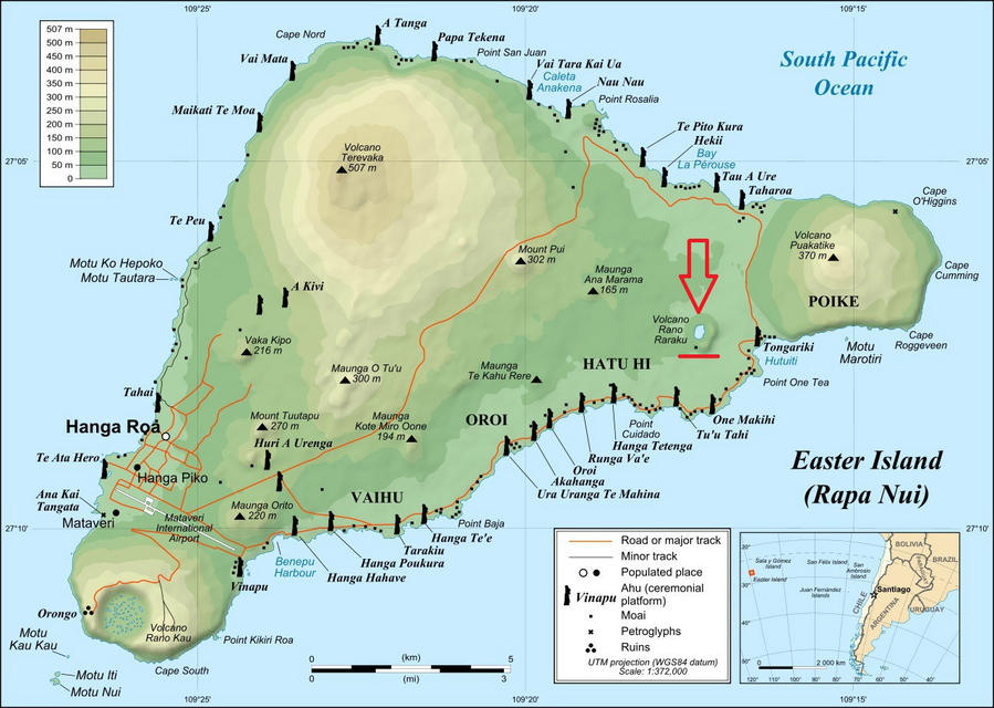 Достопримечательности острова Пасхи (RANO RARAKU) Остров Пасхи, Чили