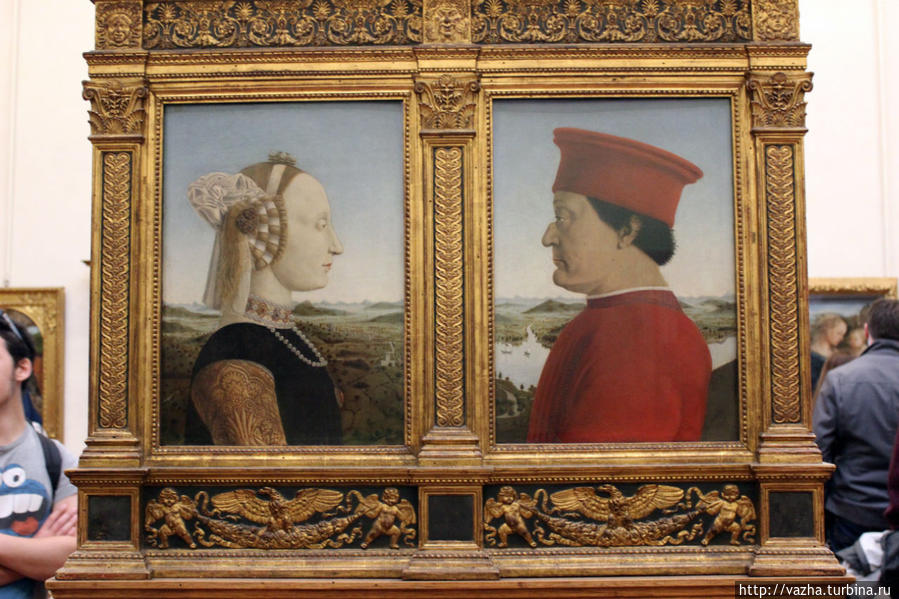Герцог и герцогиня Урбинские.Работа художника Пьеро делла  Франческа. Флоренция, Италия
