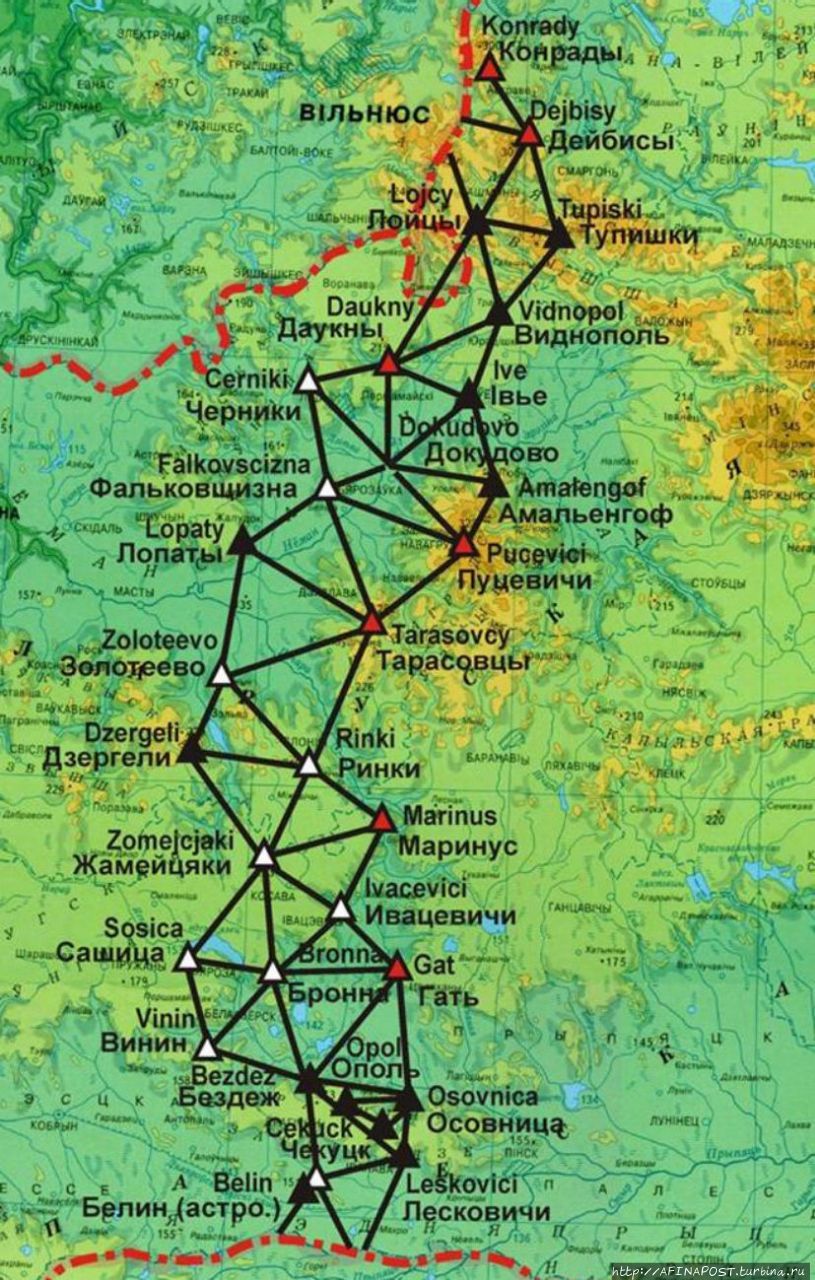 Интерактивная карта дуга струве