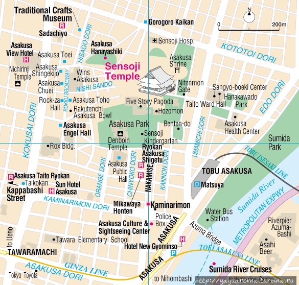 Карта района Асакуси. Из интернета. Токио, Япония
