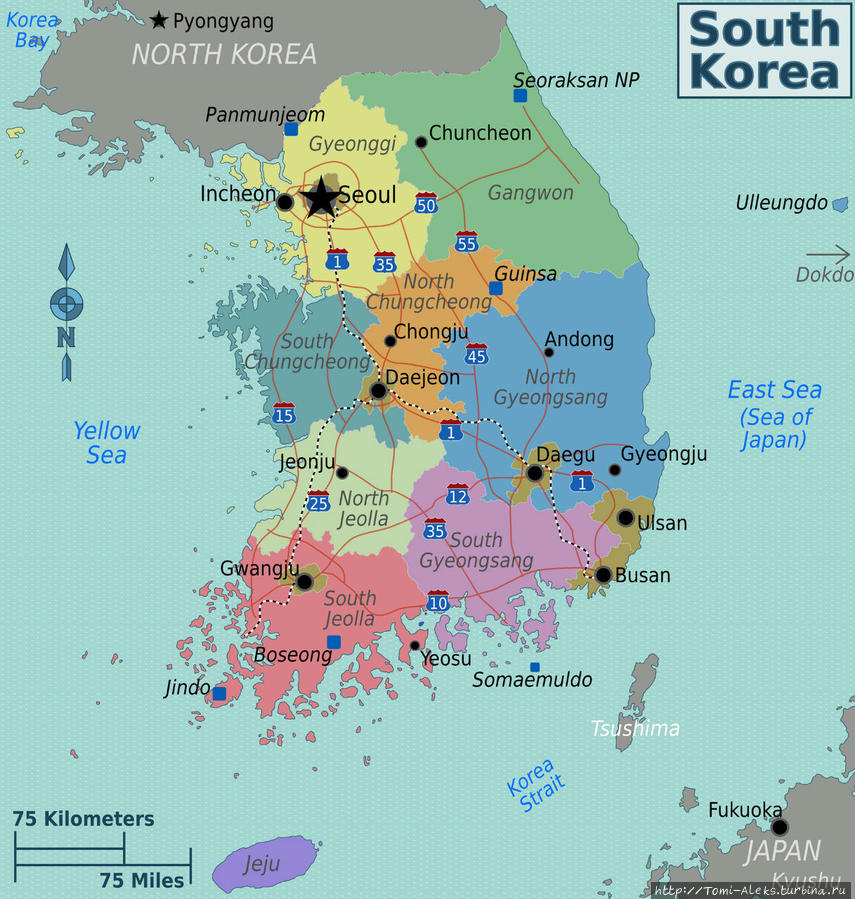 Вот такой вырисовывается маршрут по Южной Корее Республика Корея