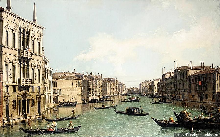 «Большой канал вид с дворца Бальби в сторону моста Риальто»,1724, А. Каналетто Венеция, Италия