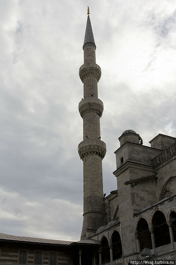 В начале правления Ахмеда, Османская империя вела одновременно две войны с Австрией и Ираном. 11 ноября 1606 года с Австрией был подписан Житваторокский мир, согласно которому османы отказывались от требования ежегодной дани с Австрии и признали императорский титул Габсбургов. Это поражение и другие события привели к тому, что авторитет Турции был подорван, и султан Ахмед I решил построить мечеть и таким образом умилостивить Аллаха. К тому же, турецкие султаны уже в течение сорока лет не возвели ни одной новой мечети. Строительство мечети началось в августе 1609 году, когда султану было 19 лет. Предшественники Ахмеда за строительство мечетей платили тем, что было добыто в ходе войн, но так как Ахмед I не выиграл ни одной значительной войны, ему пришлось использовать деньги из своей сокровищницы. Организация и описание работ были тщательно записаны и уместились в шести томах, которые сейчас хранятся в библиотеке дворца Топкапы. Место было выбрано сразу, из-за близости ко дворцу Топкапы. С целью постройки мечети на площади Ипподром были разрушены здания как византийского, так и раннеосманского периодов. Среди них были византийский Большой дворец, остатки зрительских мест Ипподрома и множество дворцовых построек, принадлежавших высшей знати.