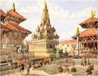 Акварель 1855 г. Кришна Мандир в центре. Из интернета