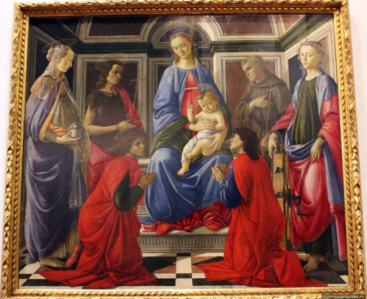 Боттичелли. Мадонна с младенцем и шестью святыми Флоренция, Италия
