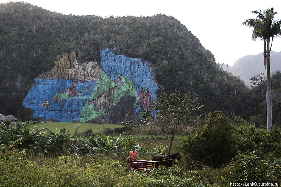 извесная фреска на скале Виньялес, Куба
