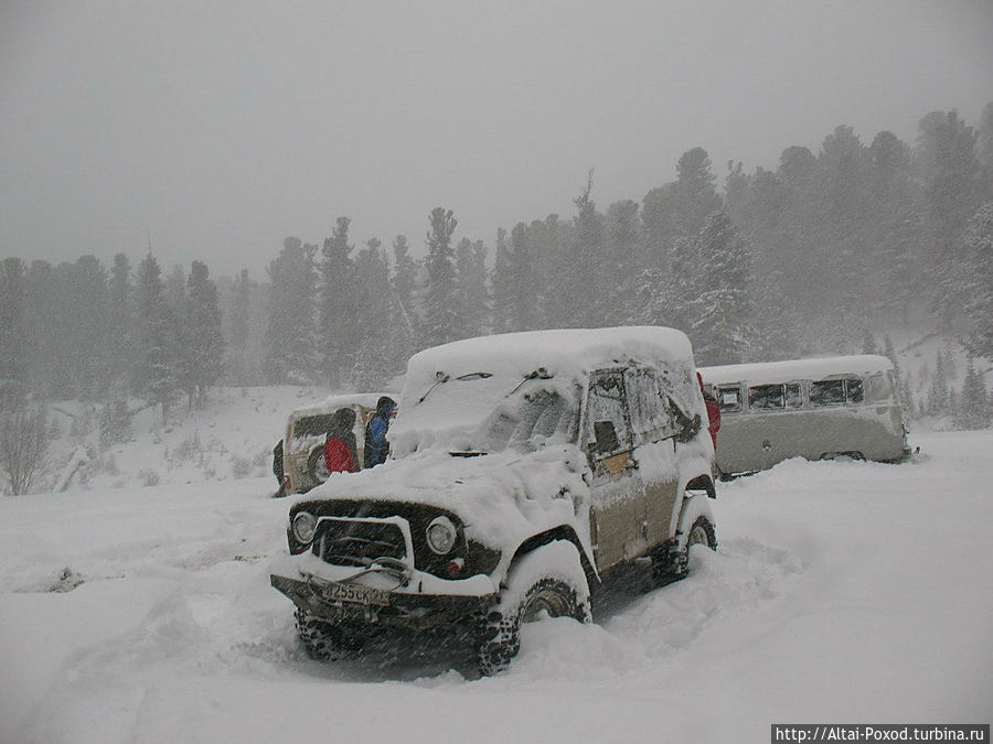 За ночь выпало много снега Республика Алтай, Россия
