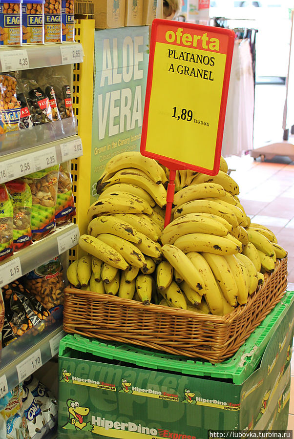 Тенерифе считается крупнейшим производителем бананов на архипелаге: 200 тыс. тонн в год. А под банановые плантации, которые можно встретить в разных частях острова, занято 6000 гектаров земли.
Бананы (множество видов) – platano (платано) Остров Тенерифе, Испания