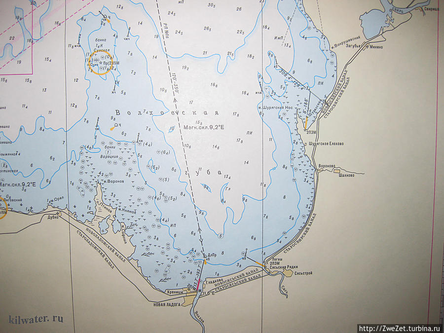 Карта Волховской губы Ладожского озера Остров Сухо, Россия