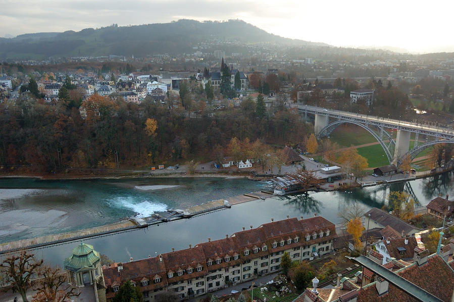 Вид с Мюнстера на мост Кирхенфельдбрюкке Берн, Швейцария