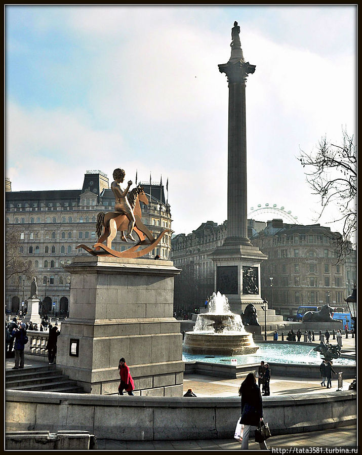 Колонна высотой 46 метров была воздвигнута в память об адмирале Нельсоне. На её вершине была установлена статуя адмирала (5,5 метра). Лондон, Великобритания
