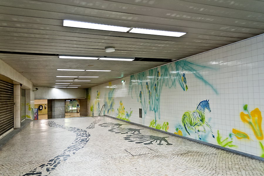 Так оформлена станция метро. Лиссабон, Португалия