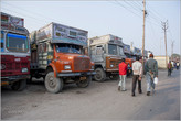 Индийские грузовики, впрочем, как и все виды транспорта в Индии, раскрашены в яркие цвета. Часто они еще бывают обвешаны всякими побрякушками...