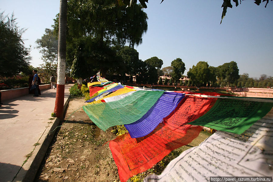 молитвенные флажги Бодх-Гая, Индия