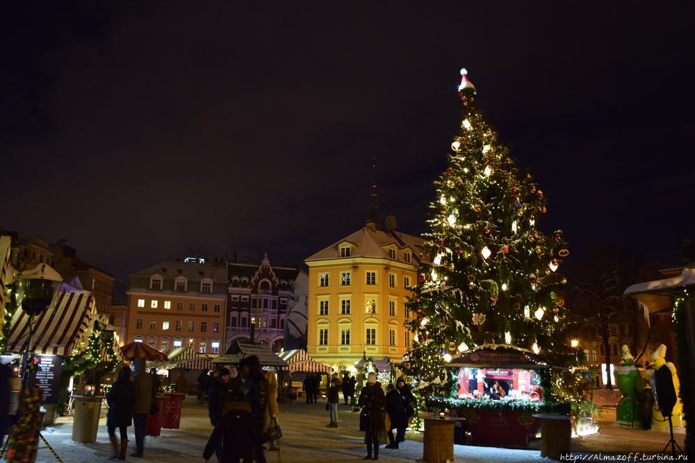 Ночная Рига зимой Рига, Латвия