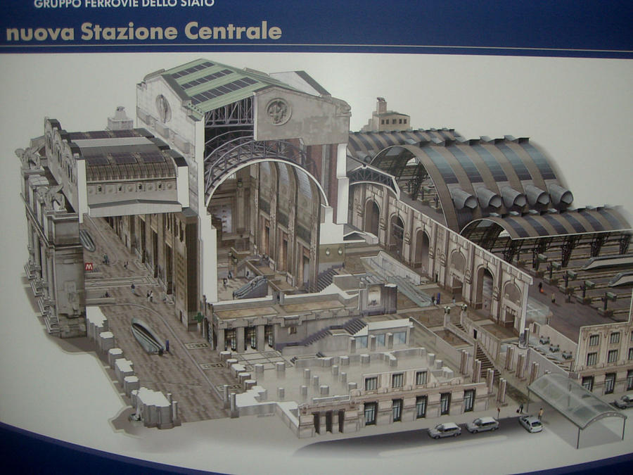Вокзал Milano Centrale в разрезе Милан, Италия