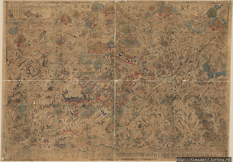 Панорамная карта Утайшаня. Священная Гора Утайшань, Китай