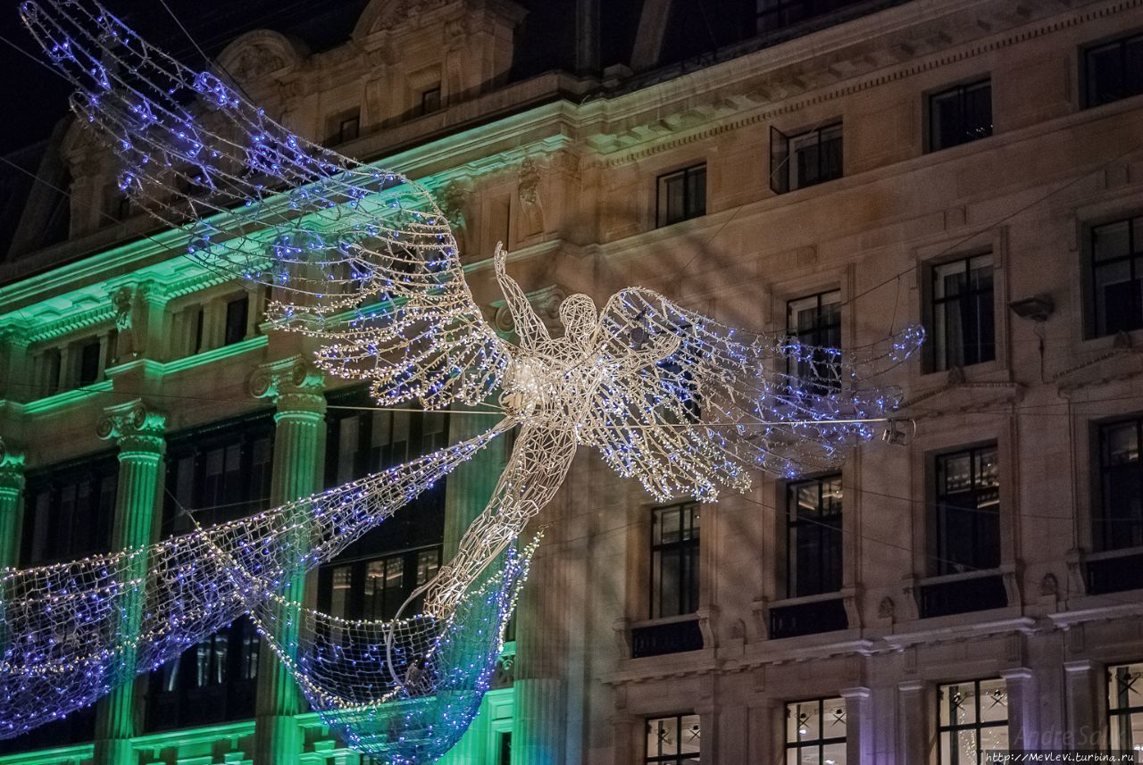 Ночной праздничный рождественский Лондон Лондон, Великобритания