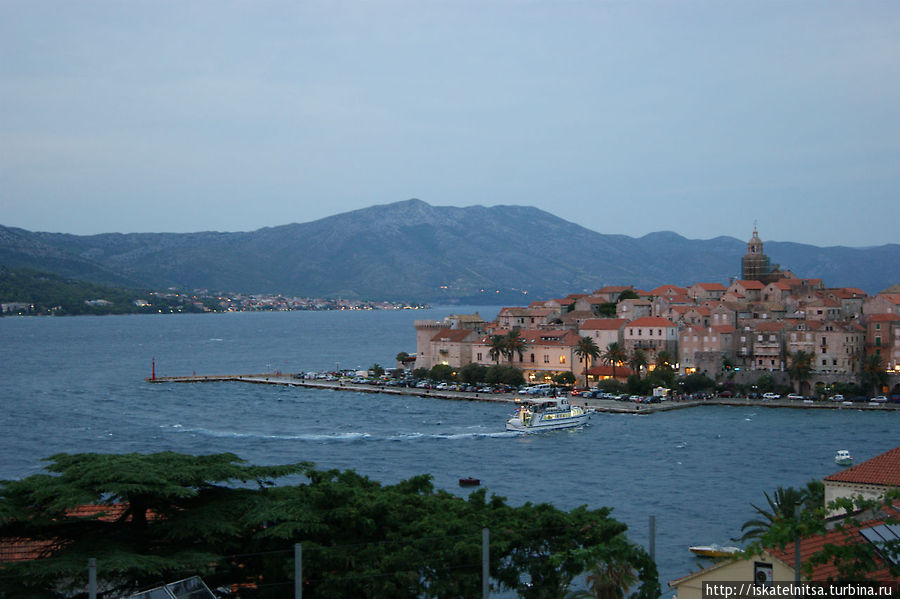 Вид на Старый город сверху Корчула, остров Корчула, Хорватия