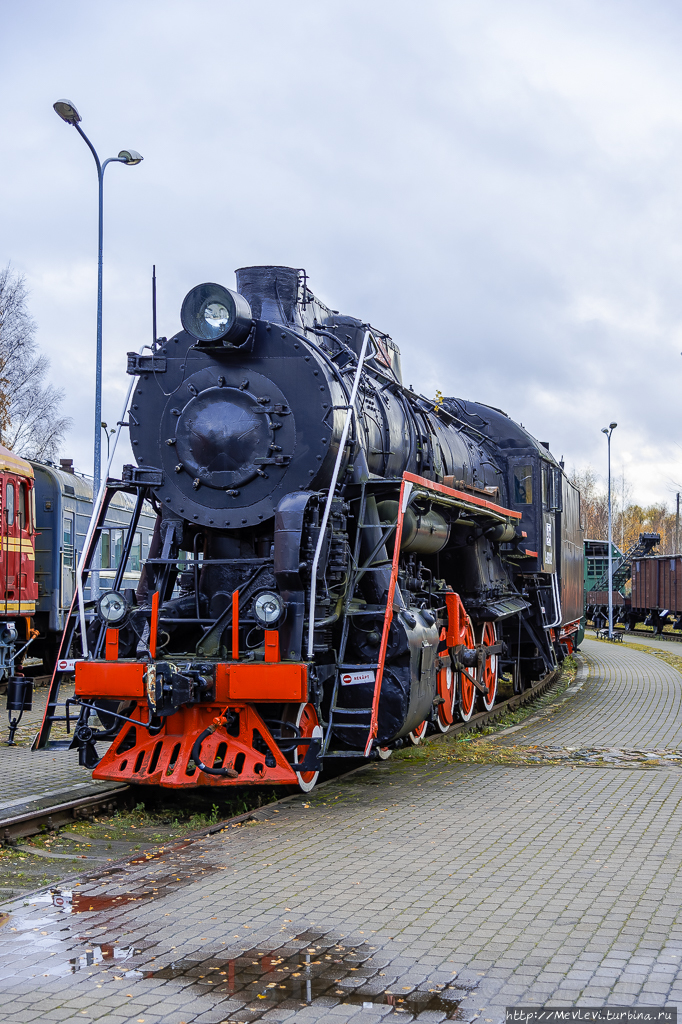 Музей истории Латвийской железной дороги в непогоду в ноябре Рига, Латвия