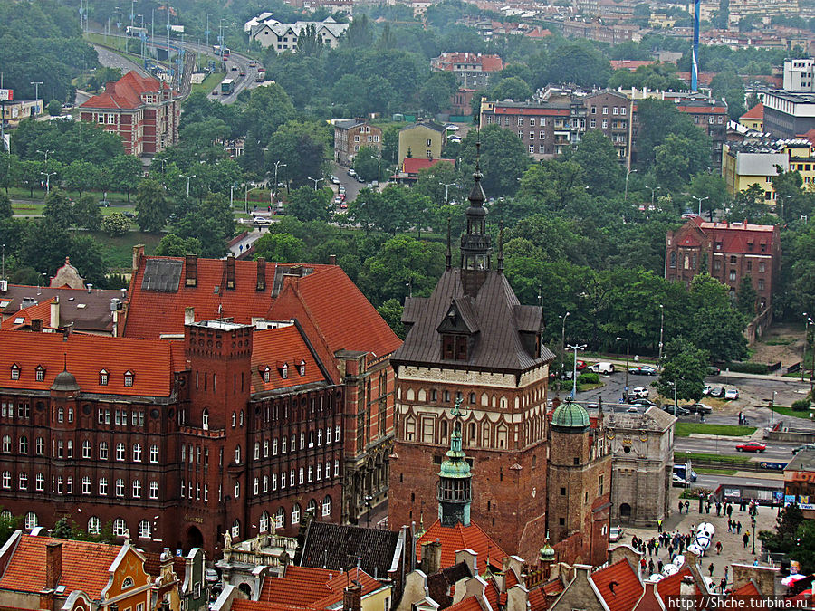 Панорамные виды на сказочный Гданьск с колокольни св. Марии Гданьск, Польша