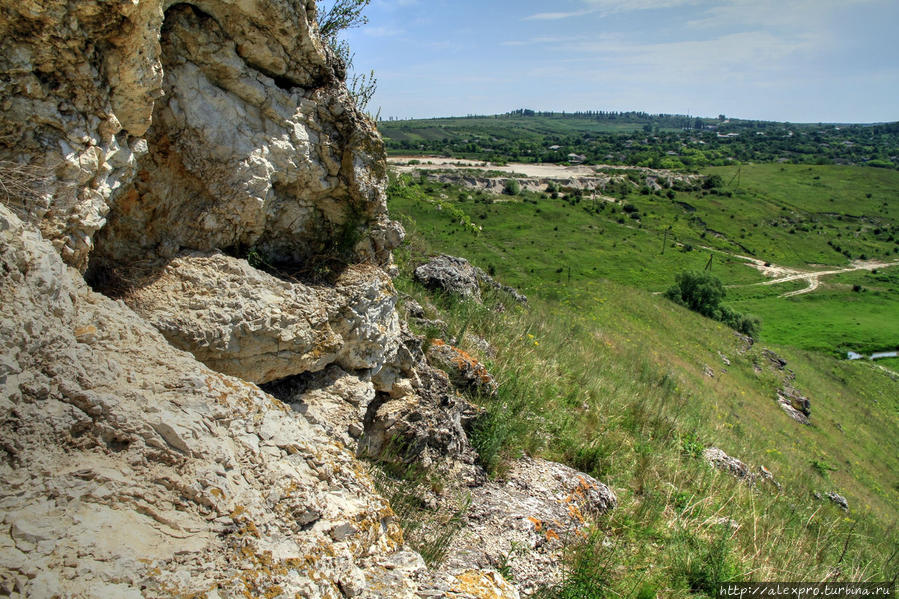 Вид на село Брынзены из палеолитическая пещеры на вершине правого склона Брынзенского ущелья, Единец Молдова