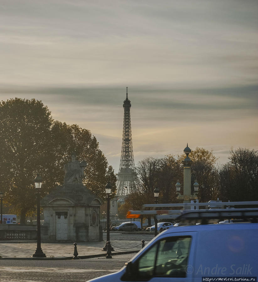 Закат на Площади Согласия Париж, Франция