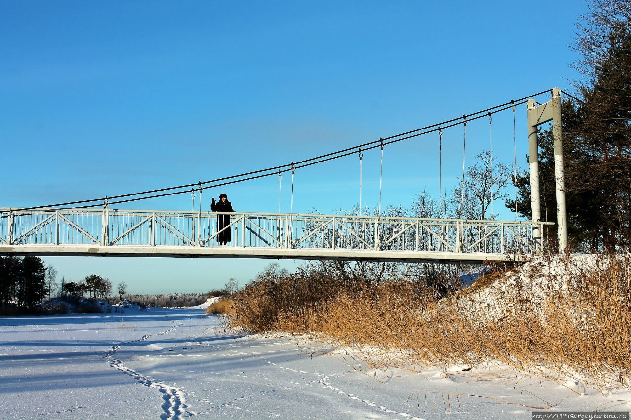Подвесной пешеходный мост через реку Коваши Сосновый Бор, Россия