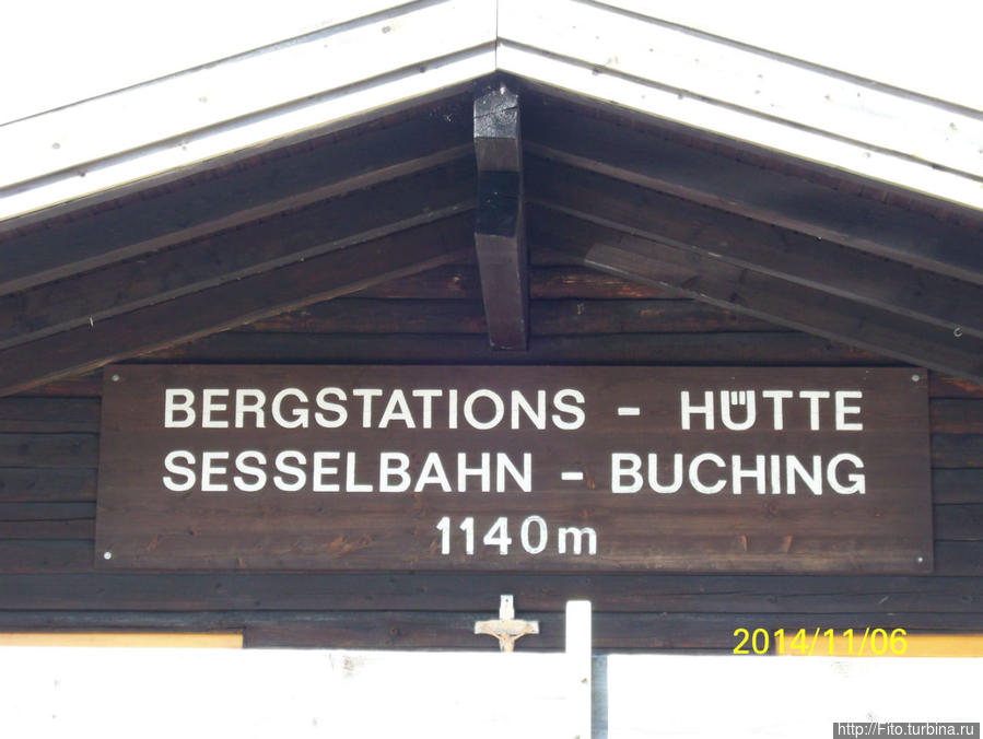 Название и высота  станции. Фюссен, Германия