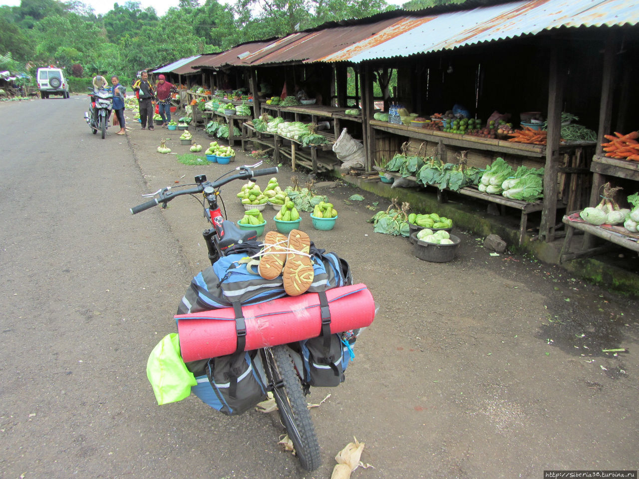 Придорожный овощной рынок. Индонезия