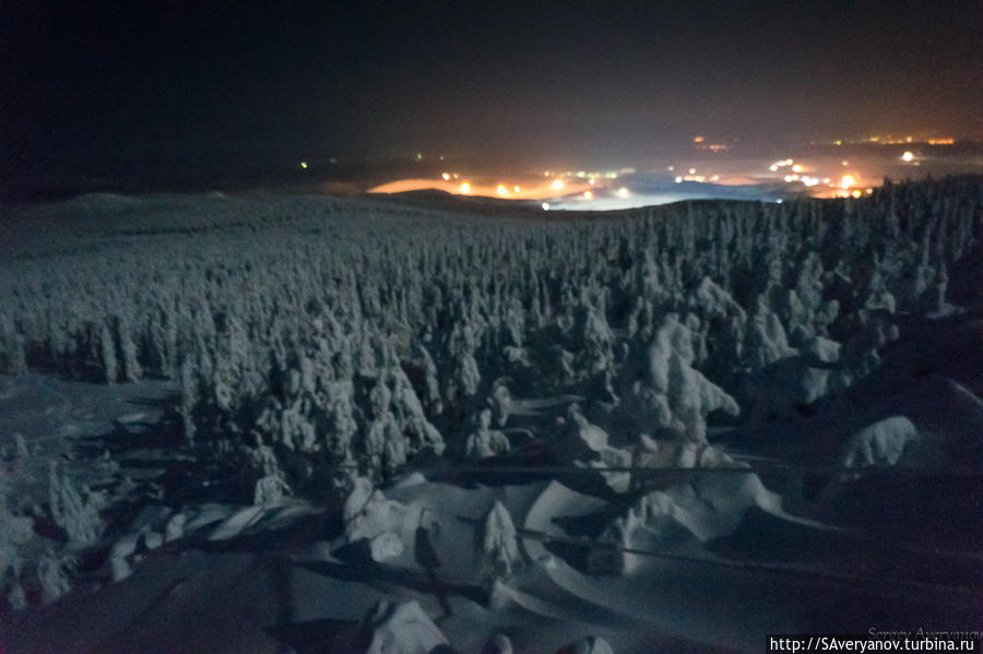 Ночь, вдалеке огни Качканара Качканар, Россия