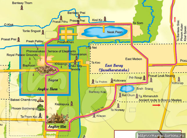 Схема Ангкор Тома. Фото и