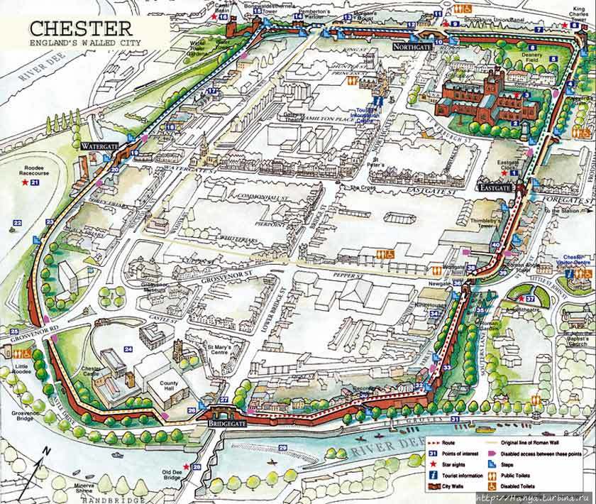 План городской стены Честера. Фото из интернета Честер, Великобритания