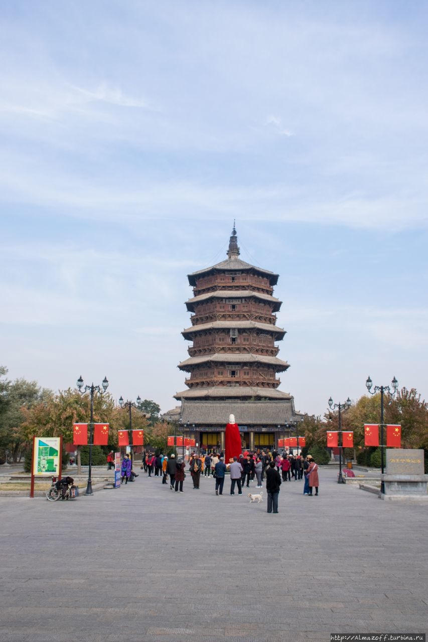Пагода Будды Шакьямуни в храме Фогун, Инсянь, Шаньси, Китай.