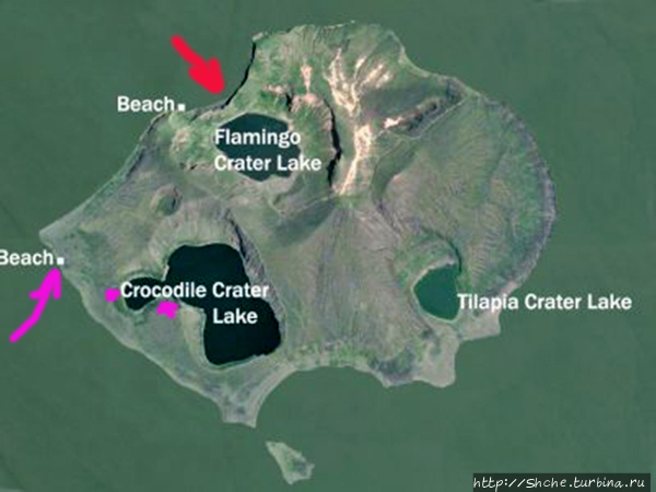 Кратерное озеро Крокодил Остров Центральный, озеро Туркана, Кения