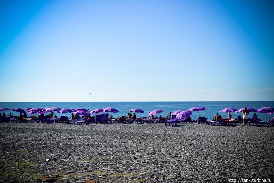Сам пляж оборудован шезлонгами и зонтами, причем по, весьма демократичным ценам. Батуми, Грузия