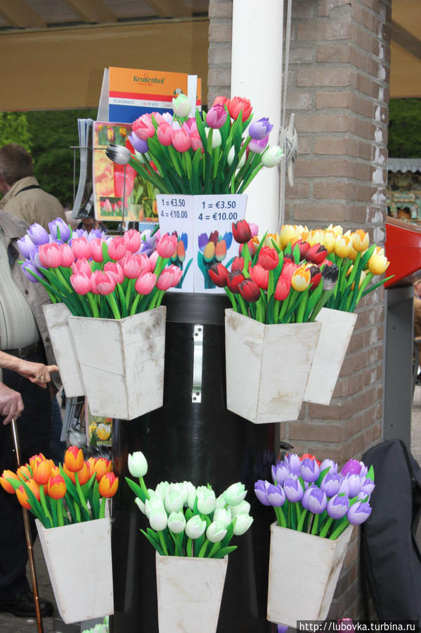 Деревянные тюльпаны — сувениры , которые можно привезти с собой из Кейкехофа. Запомните цену!!! Кёкенхоф, Нидерланды