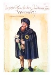Средневековый купец-иудей (15 век), в руках кошель для денег и чеснок. Чеснок — символ ШУМ-городов ( шум — на иврите чеснок). foto Wiki