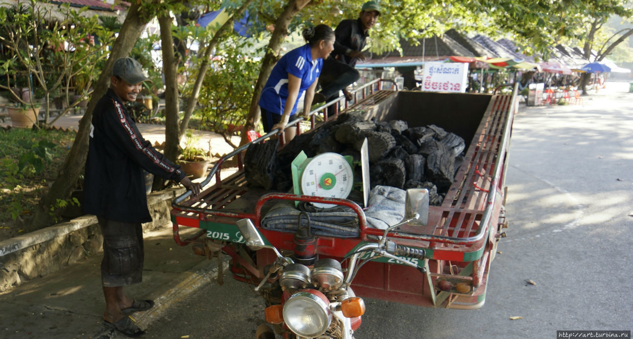 Вот ребятишки угля хозяюшке  привезли — шашлычок сварганить. Каеп, Камбоджа