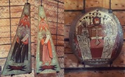 Слева направо: потолочные иконы 18 века Праотец Мелхиседек, Праотец Иисус Навин и Троица Новозаветная.