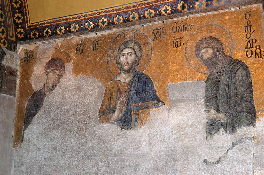 Древние мозаики на стенах в Святой Софии Стамбул, Турция