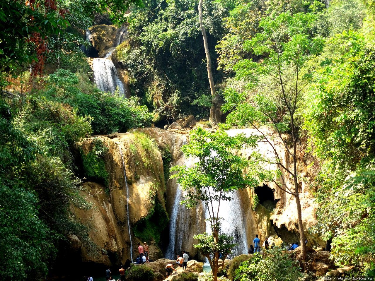 Мьянма. Водяная пещера  и  водопады