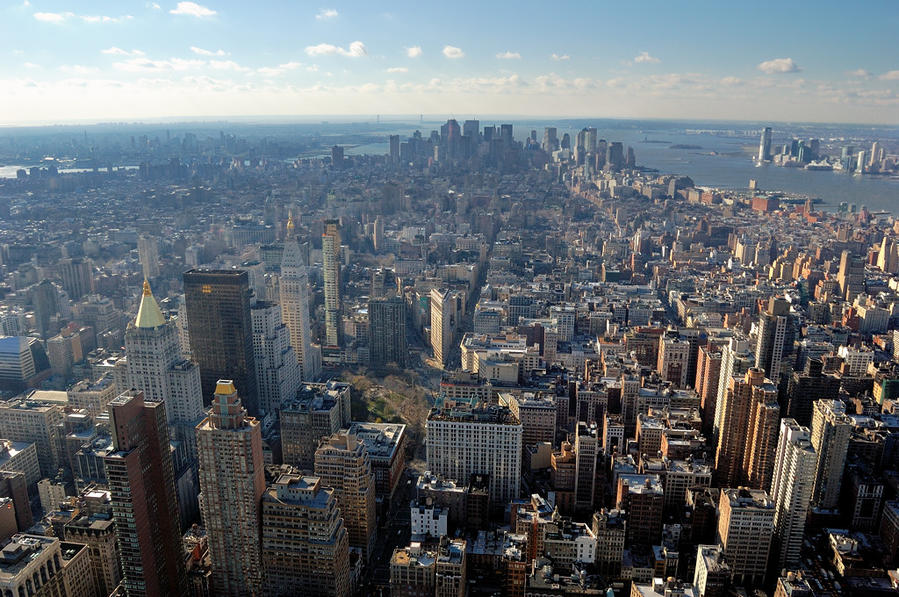 Вид на Манхэттен с Эмпайр Стейт Билдинг Нью-Йорк, CША