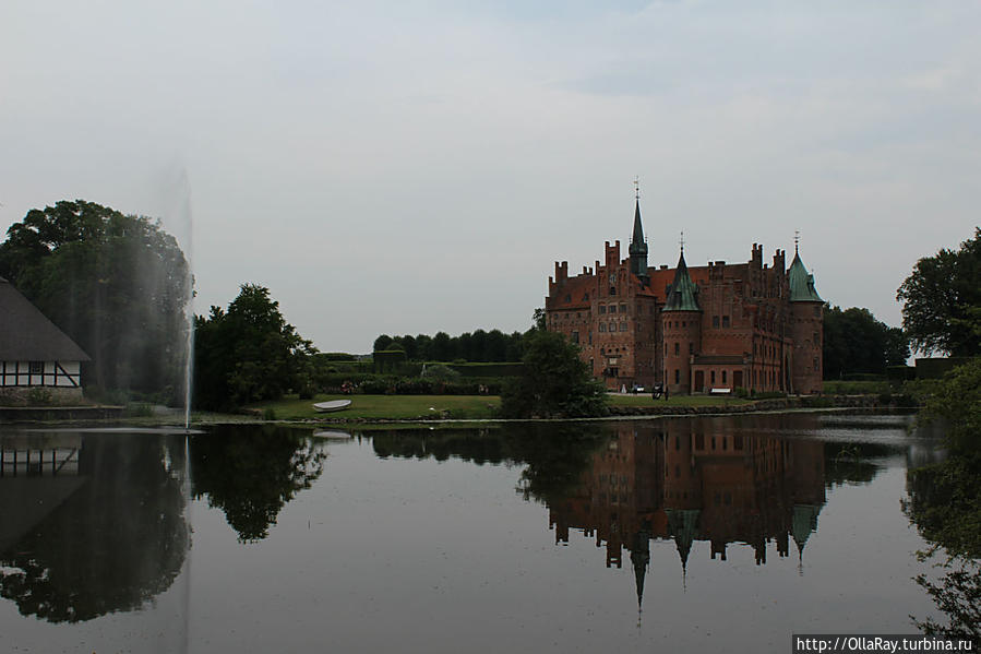 Панорама на замок из парка. Оденсе, Дания
