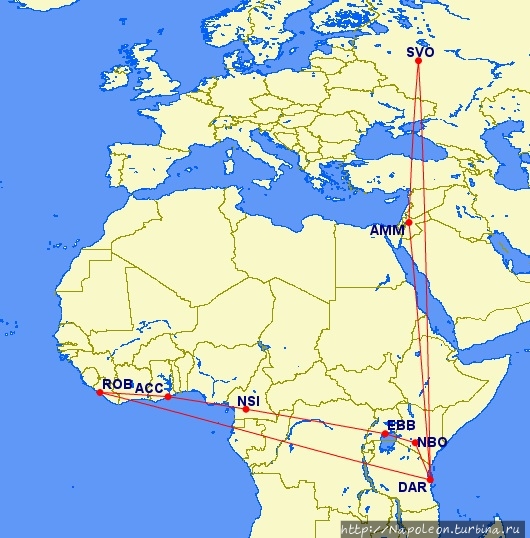 Самолет летит в Россию Область Дар-эс-Салам, Танзания