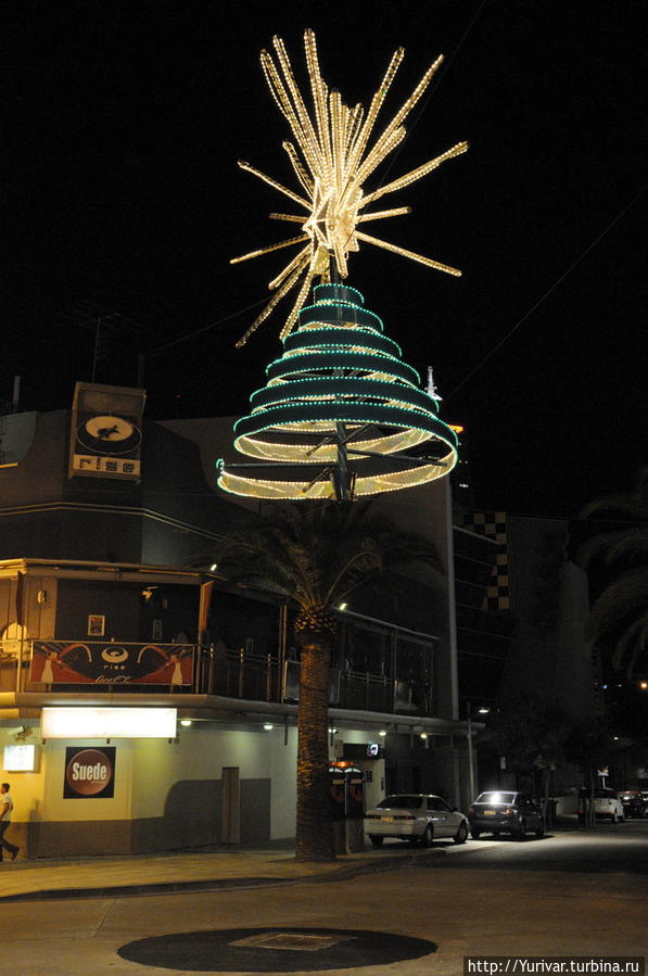 Новогодняя елка на одной из улиц Перта Маргарет-Ривер, Австралия