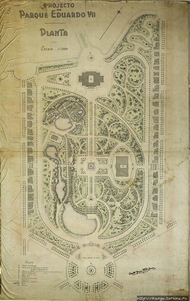 План парка Эдуарда VII. Из интернета Лиссабон, Португалия