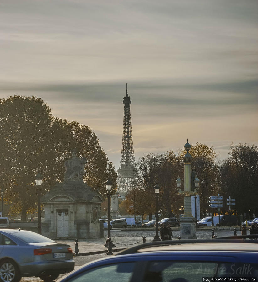 Закат на Площади Согласия Париж, Франция