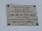 Мемориальная доска Доменику Циммерману на его доме, который он построил возле своего лушего призведения